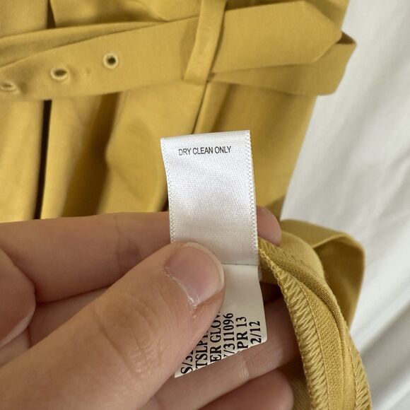 Banana Republic Midi Dress Women's 8 Yellow Sleeveless Belted Pockets Zip Back - Picture 9 of 13